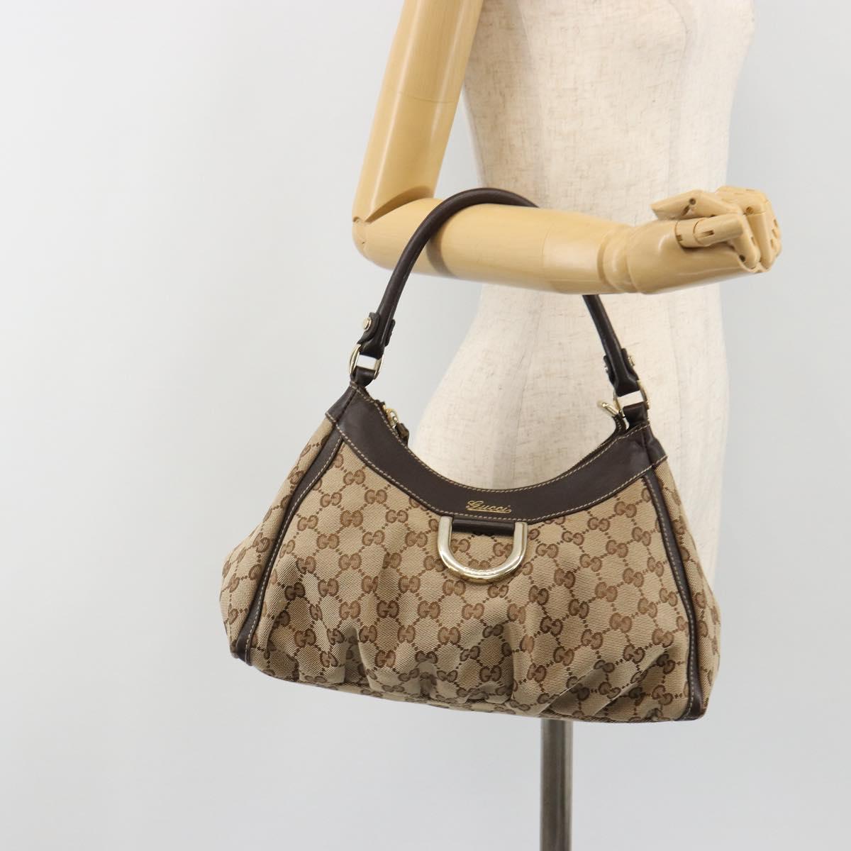 GUCCI GG Canvas Abbey Shoulder Bag Beige Gold 190525 Auth 190974SAV