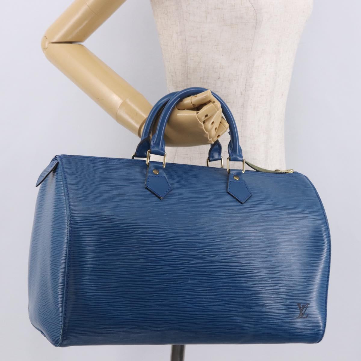 LOUIS VUITTON Epi Speedy 35 Hand Bag Toledo Blue M42995 LV Auth 190979A