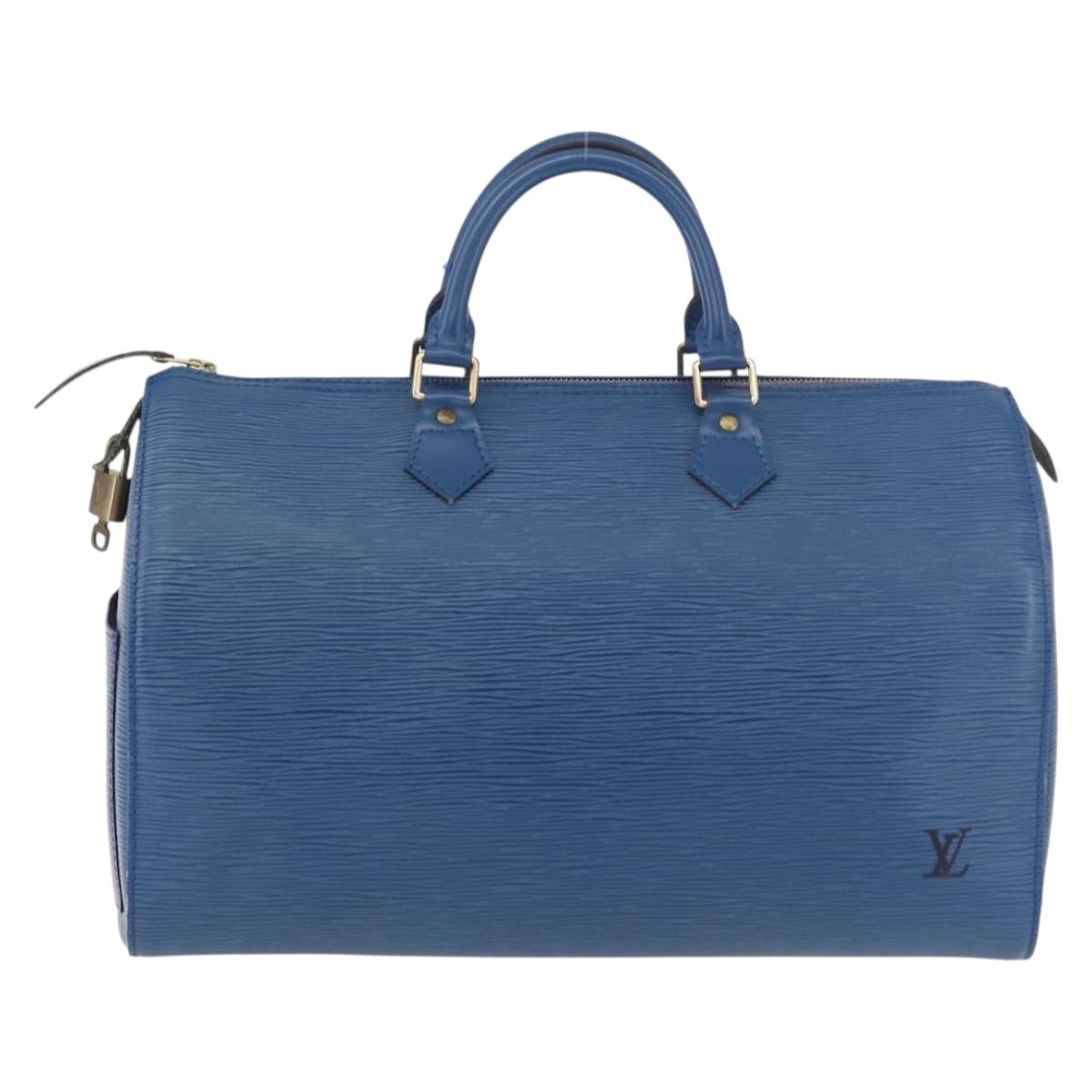 LOUIS VUITTON Epi Speedy 35 Hand Bag Toledo Blue M42995 LV Auth 190979A