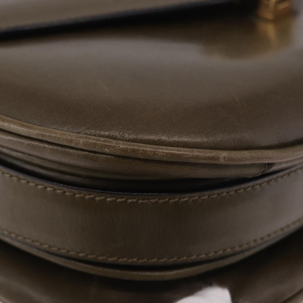 CELINE Shoulder Bag Leather Green Gold Auth 190980