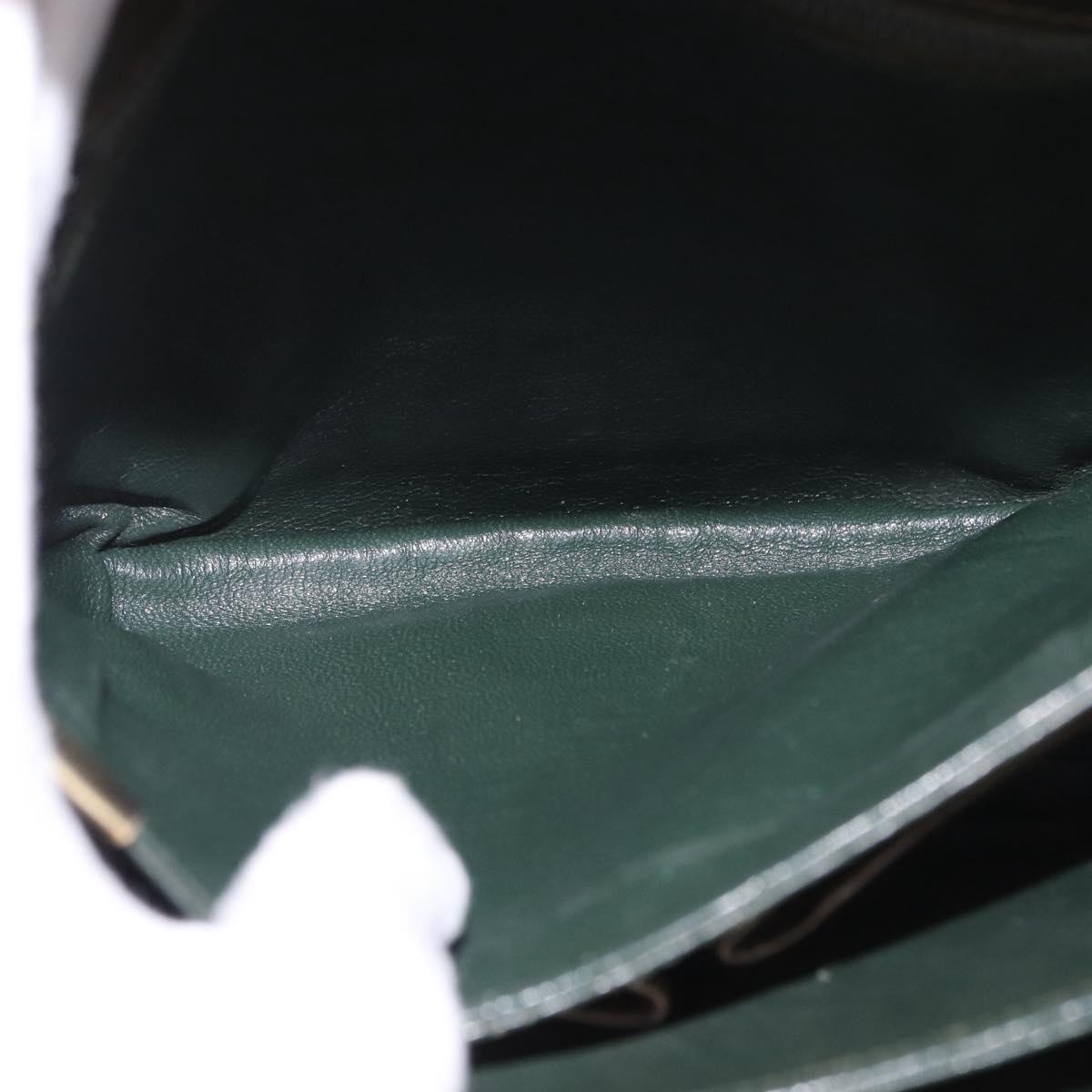 CELINE Shoulder Bag Leather Green Gold Auth 190980