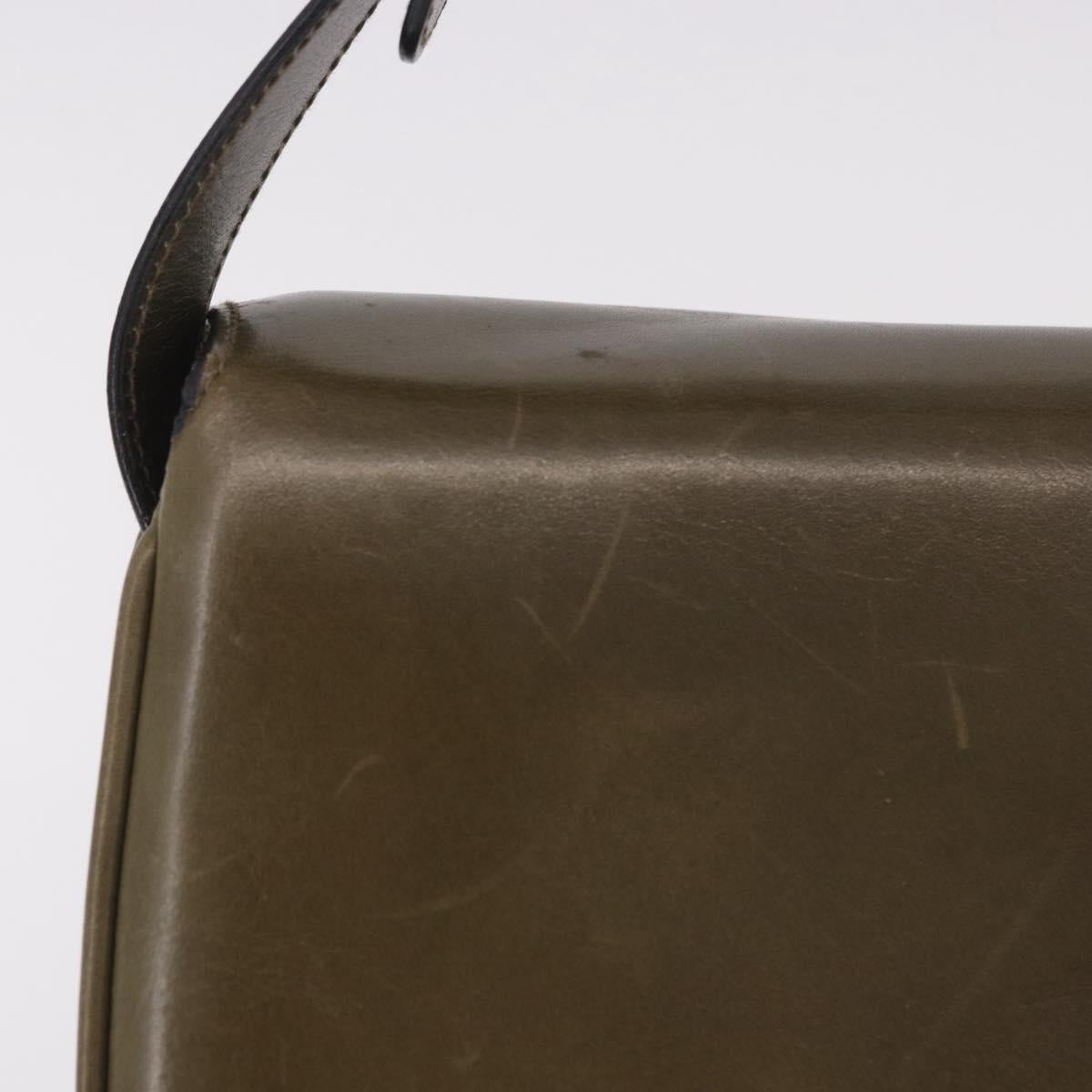 CELINE Shoulder Bag Leather Green Gold Auth 190980