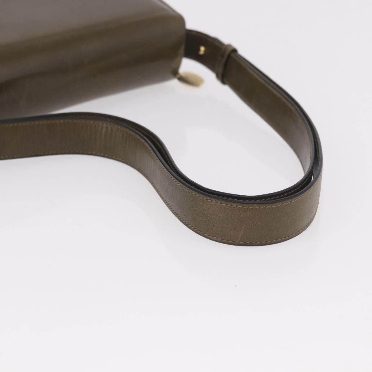 CELINE Shoulder Bag Leather Green Gold Auth 190980