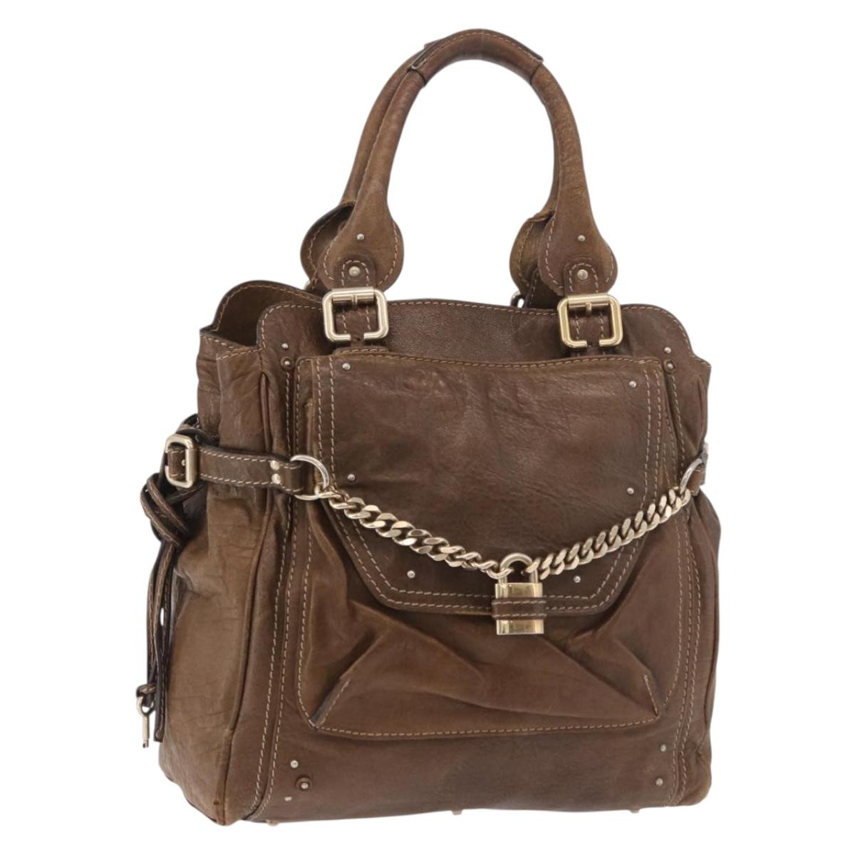 Chloe Paddington Hand Bag Leather Brown Gold Auth 190982