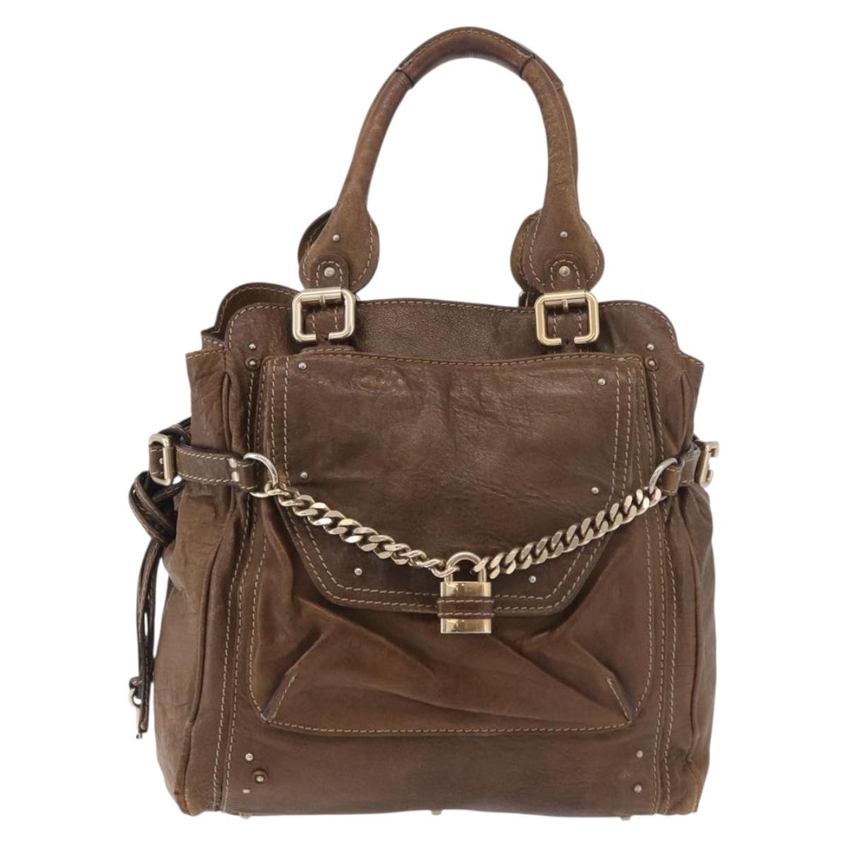Chloe Paddington Hand Bag Leather Brown Gold Auth 190982