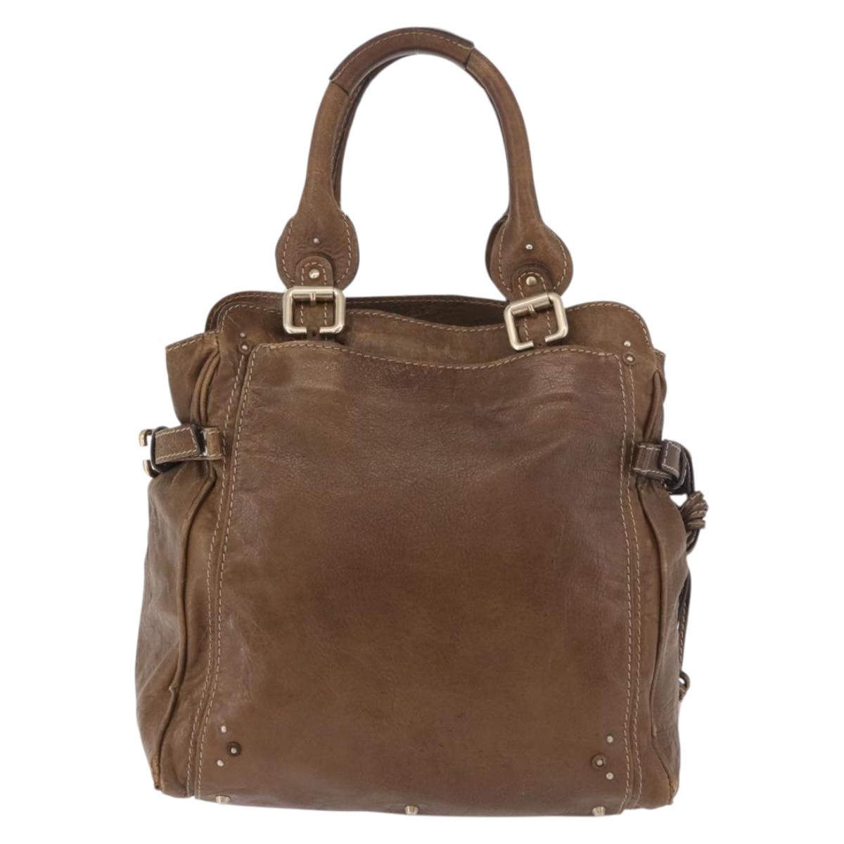 Chloe Paddington Hand Bag Leather Brown Gold Auth 190982