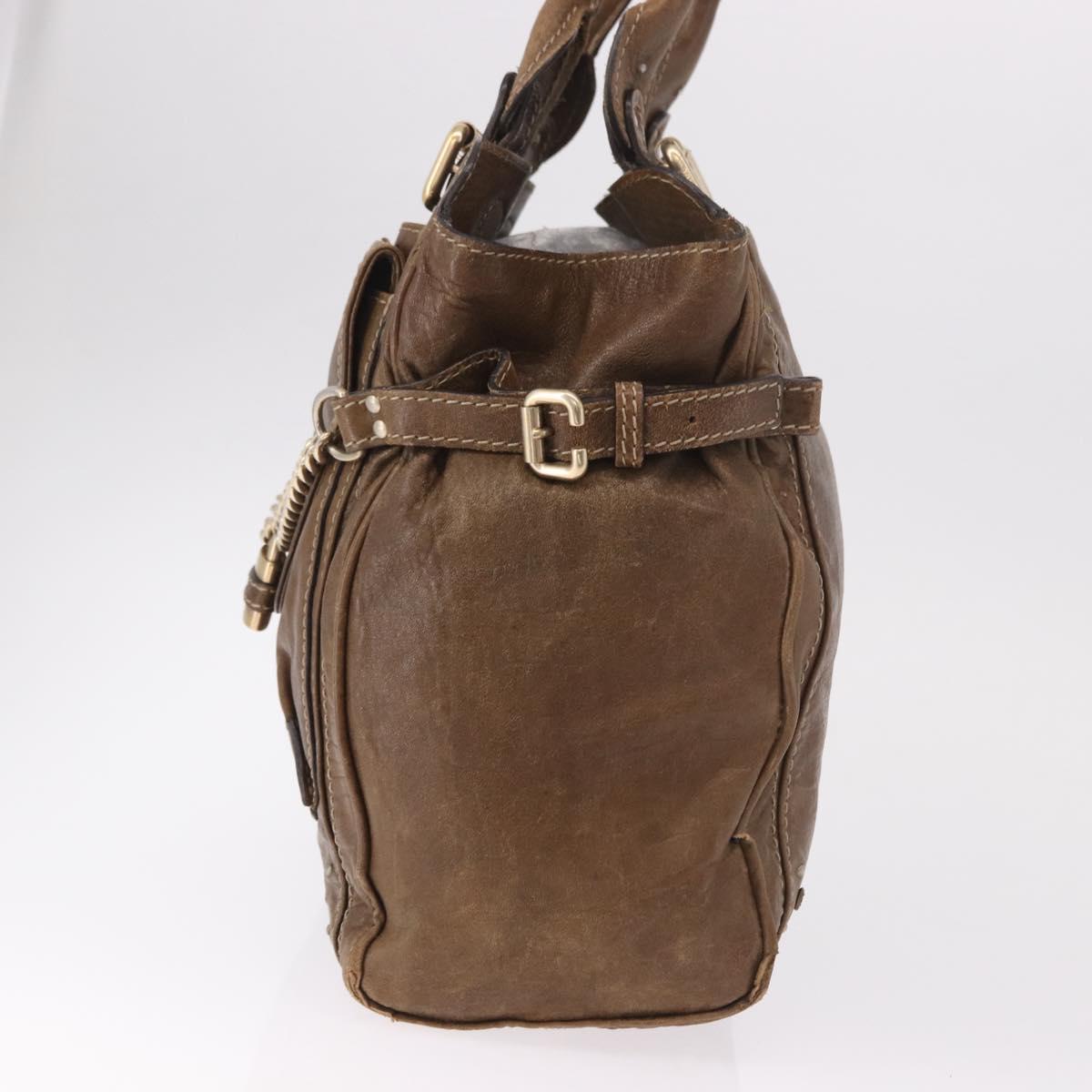 Chloe Paddington Hand Bag Leather Brown Gold Auth 190982