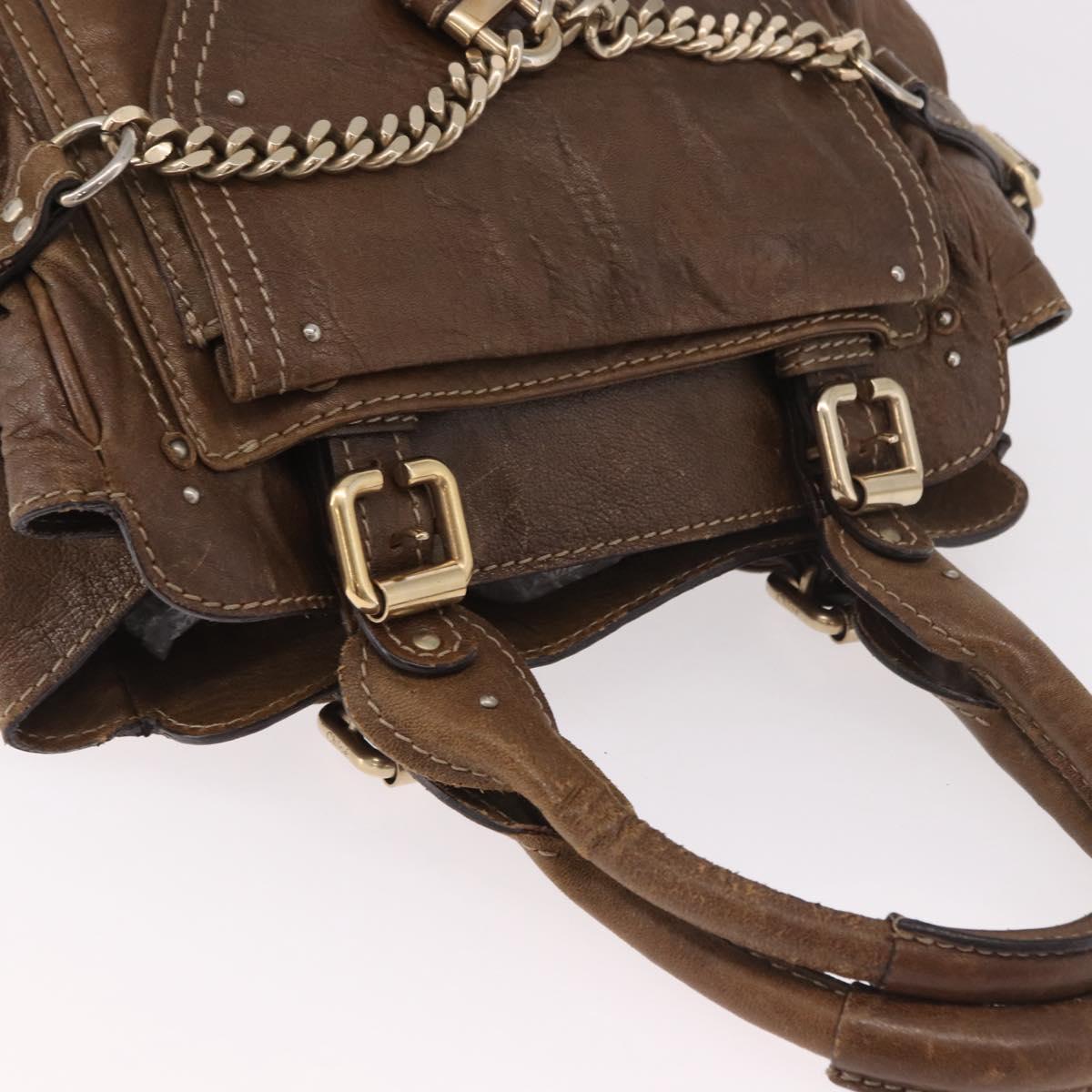 Chloe Paddington Hand Bag Leather Brown Gold Auth 190982
