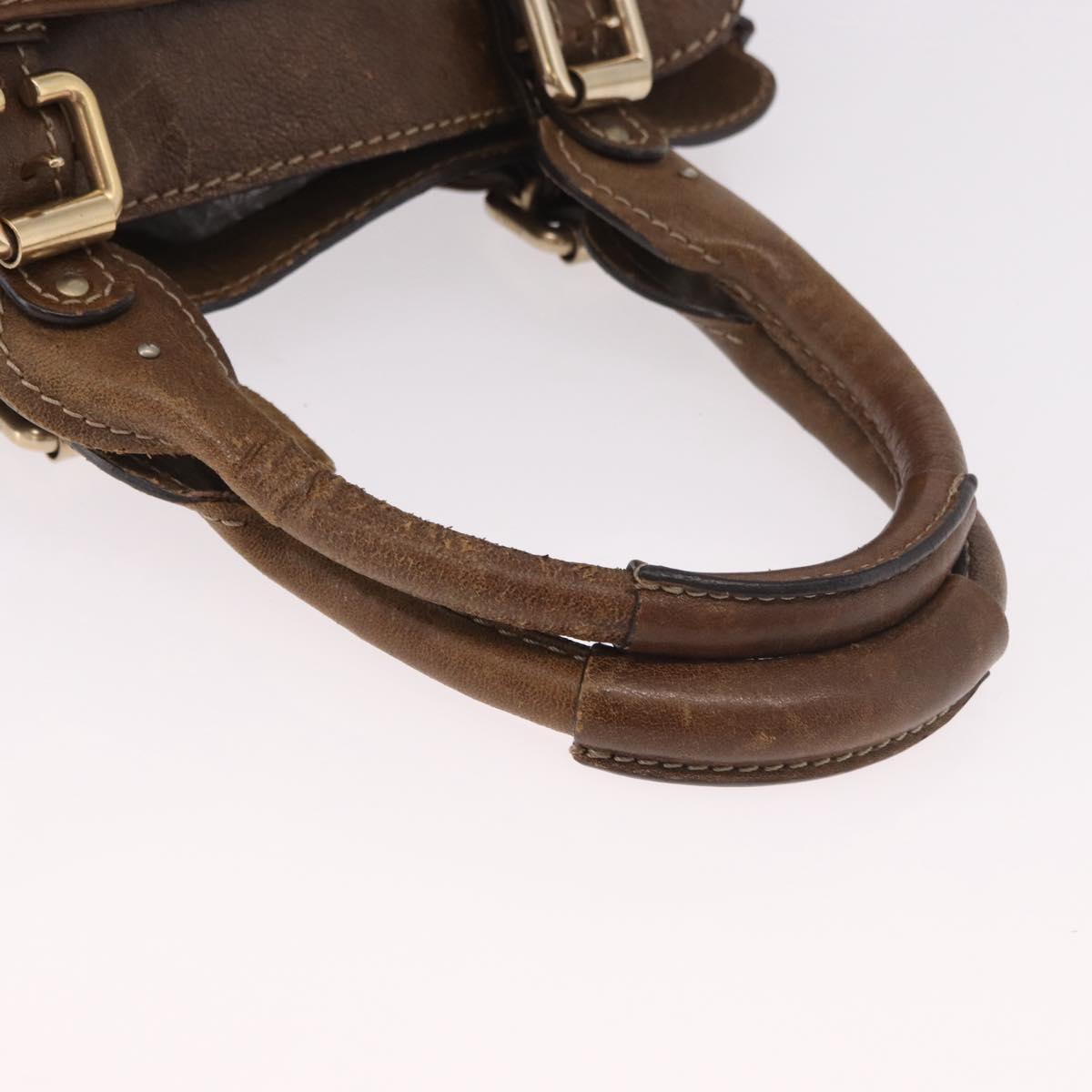 Chloe Paddington Hand Bag Leather Brown Gold Auth 190982