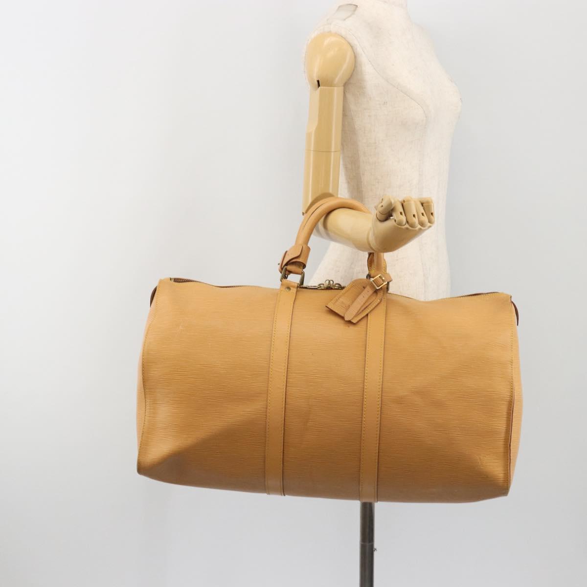 LOUIS VUITTON Epi Keepall 50 Boston Bag Beige M42941 LV Auth 190983A