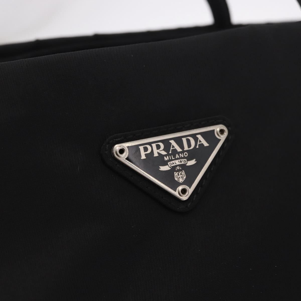 PRADA Tote Bag Nylon Black Silver Auth 190985A