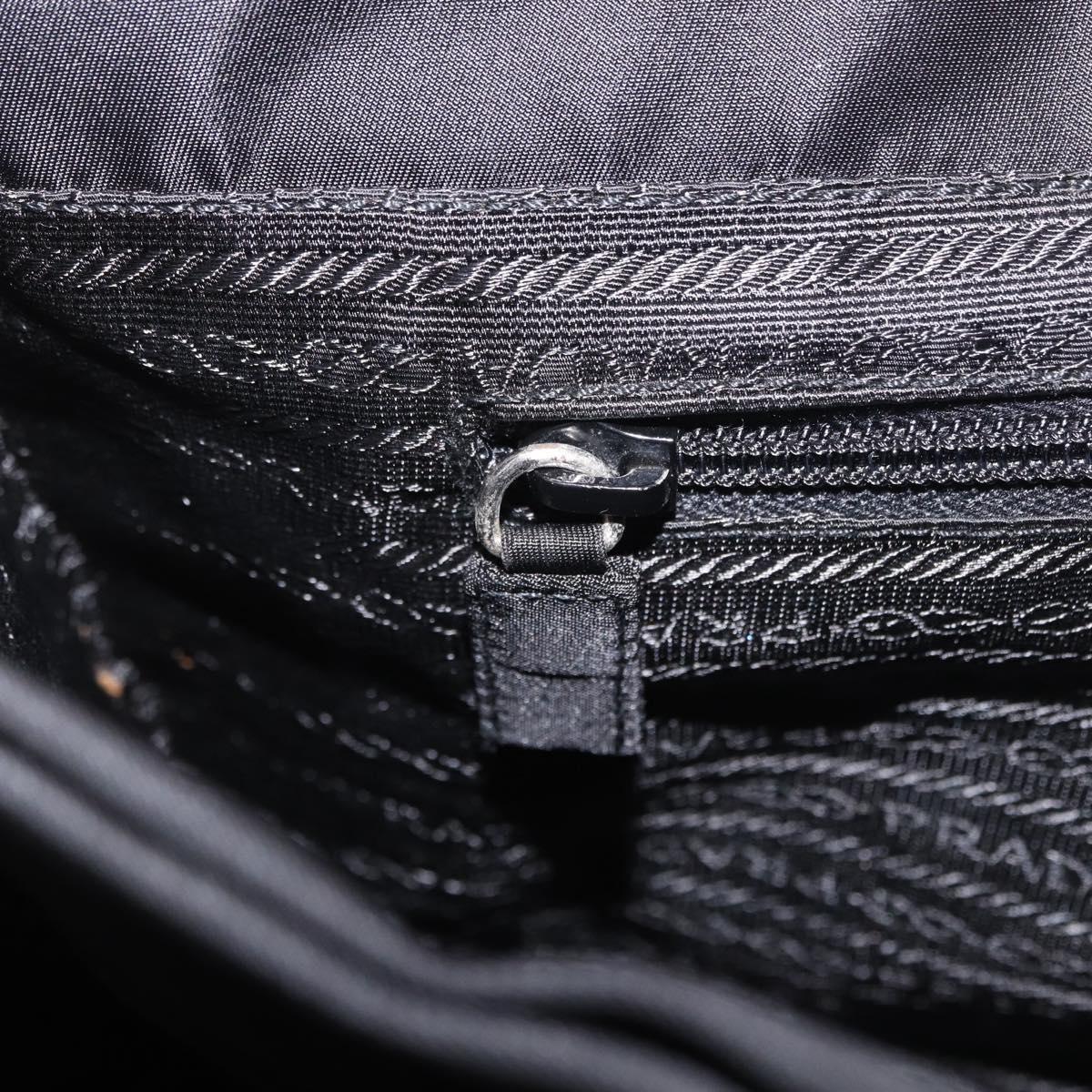 PRADA Tote Bag Nylon Black Silver Auth 190985A