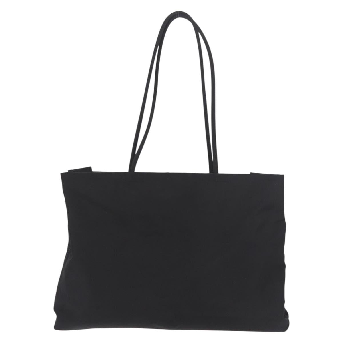 PRADA Tote Bag Nylon Black Silver Auth 190985A