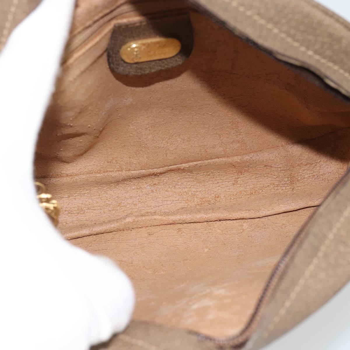 GUCCI GG Supreme Web Sherry Line Shoulder Bag PVC Beige Gold Auth 190994