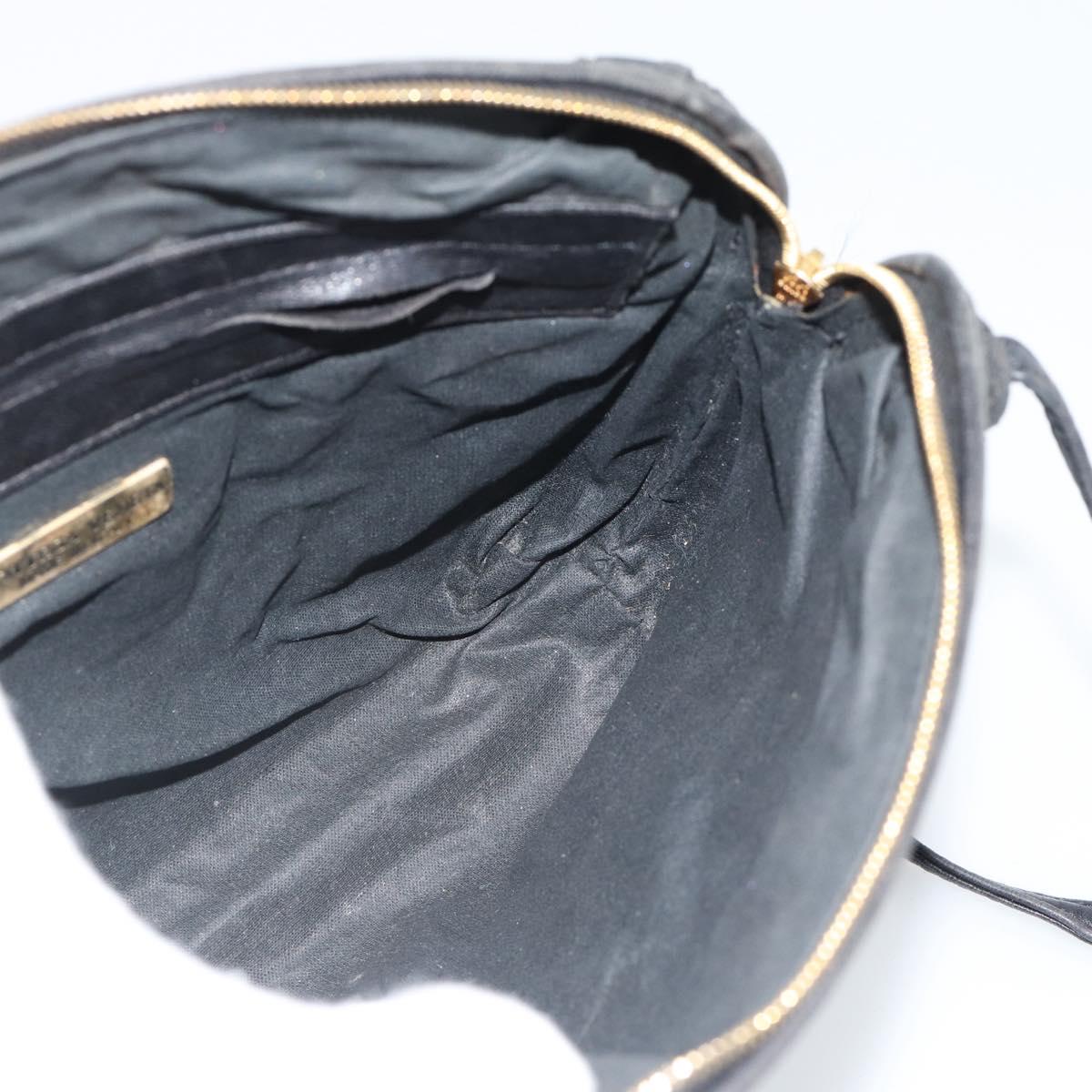 BOTTEGA VENETA INTRECCIATO Shoulder Bag Canvas Black Gold Auth 190995
