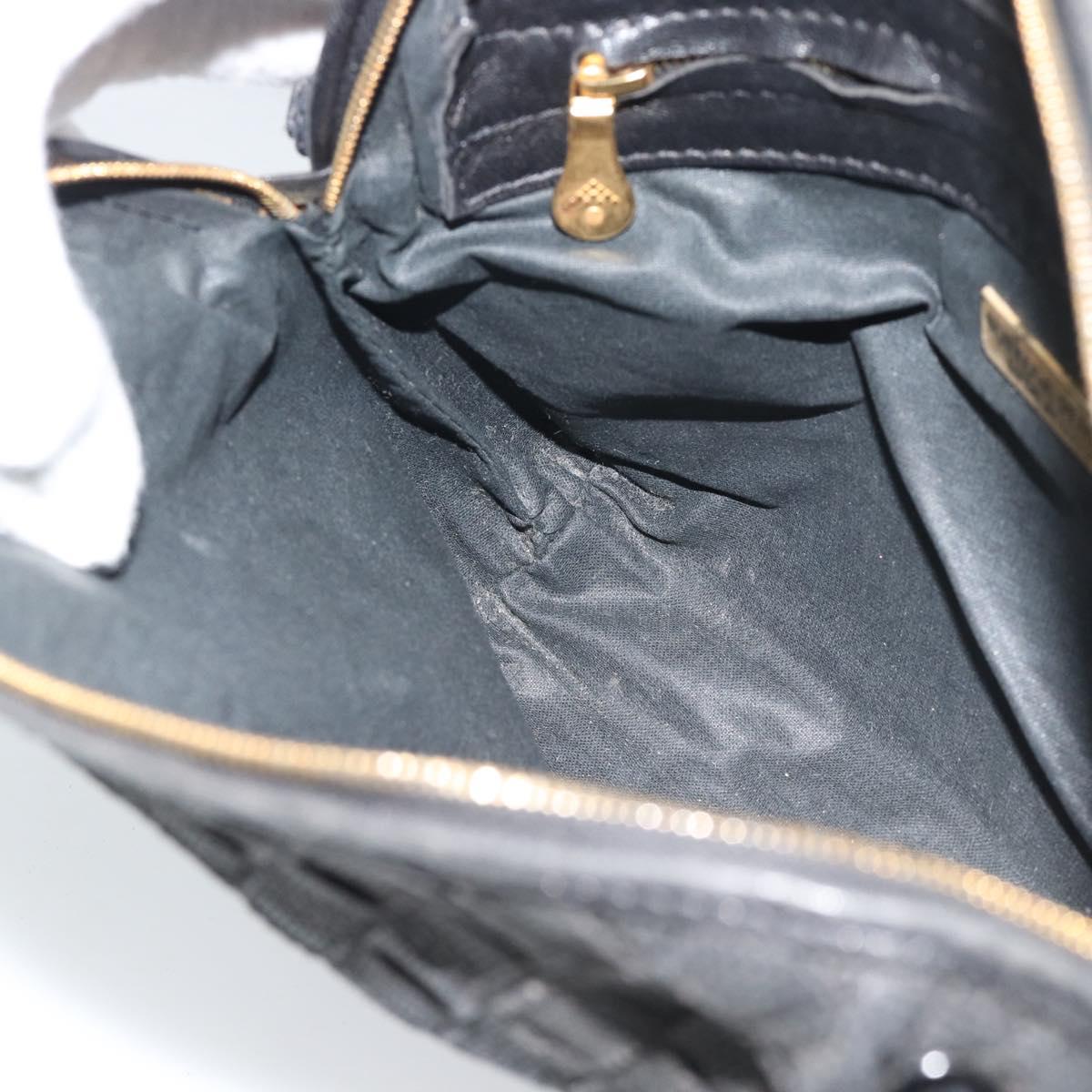 BOTTEGA VENETA INTRECCIATO Shoulder Bag Canvas Black Gold Auth 190995