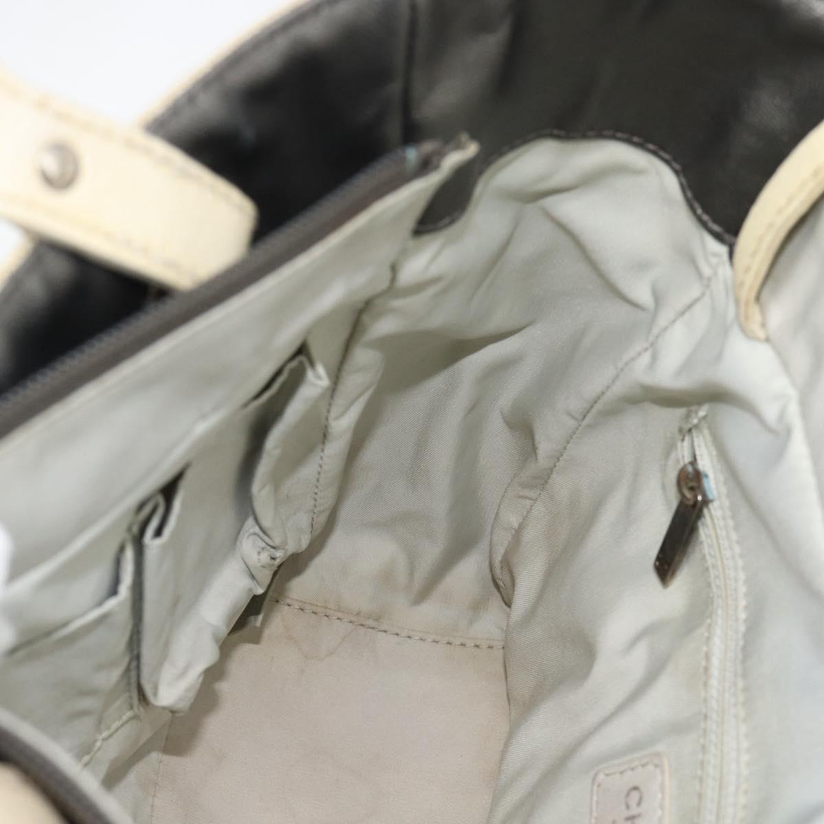 CHANEL Paris Biarritz PM Tote Bag Coated Canvas Silver CC Auth 191000