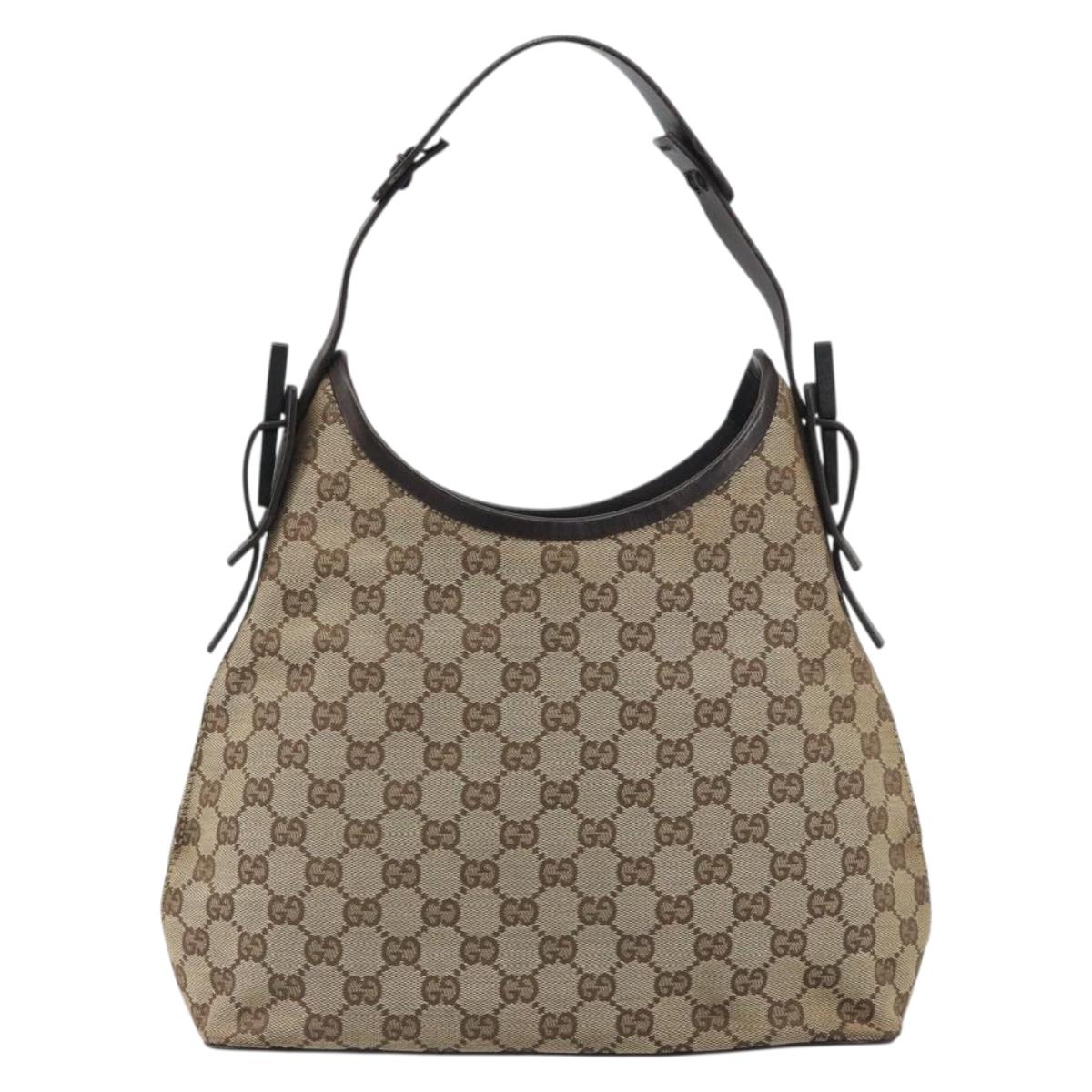 GUCCI GG Canvas Shoulder Bag Beige Silver 107752 Auth 191004A