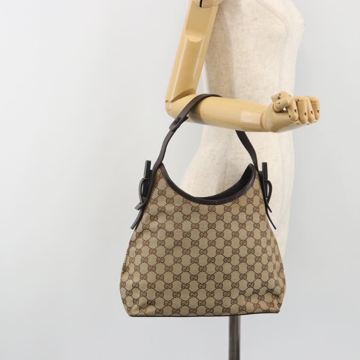 GUCCI GG Canvas Shoulder Bag Beige Silver 107752 Auth 191004A