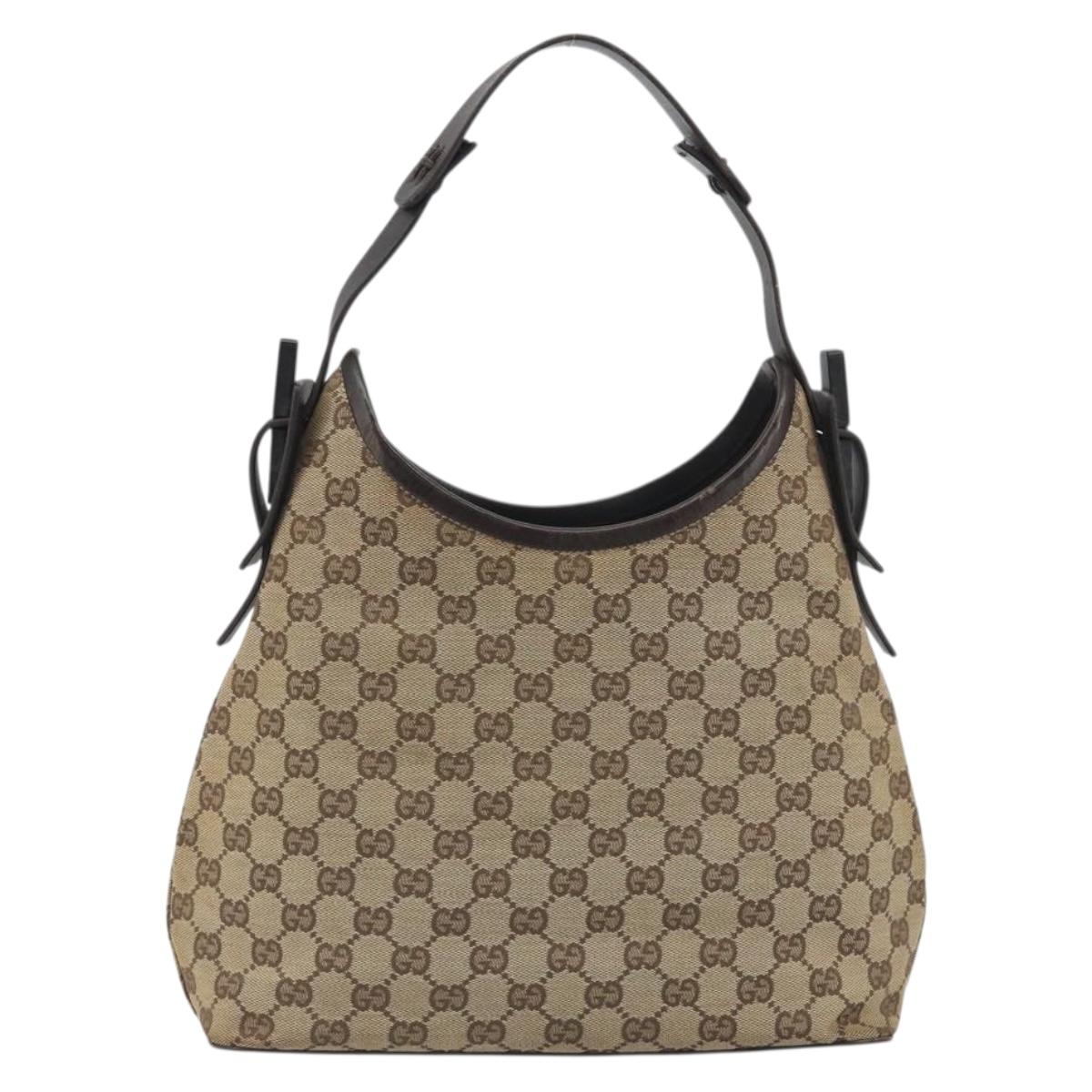 GUCCI GG Canvas Shoulder Bag Beige Silver 107752 Auth 191004A