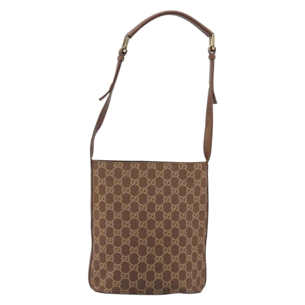 GUCCI GG Canvas Shoulder Bag Brown Gold 001 4286 Auth 191009