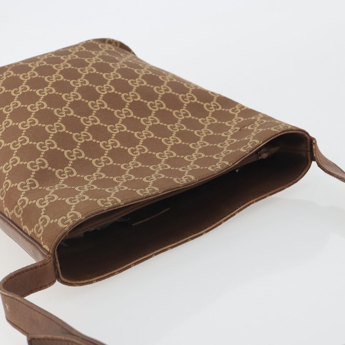 GUCCI GG Canvas Shoulder Bag Brown Gold 001 4286 Auth 191009