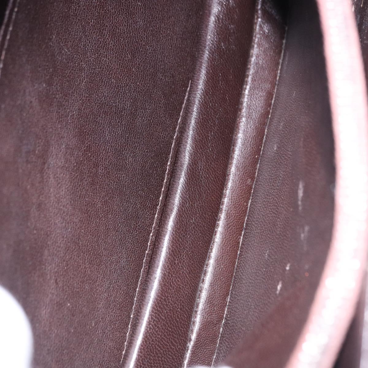 GUCCI Shoulder Bag Leather Dark Brown Gold Auth 191010