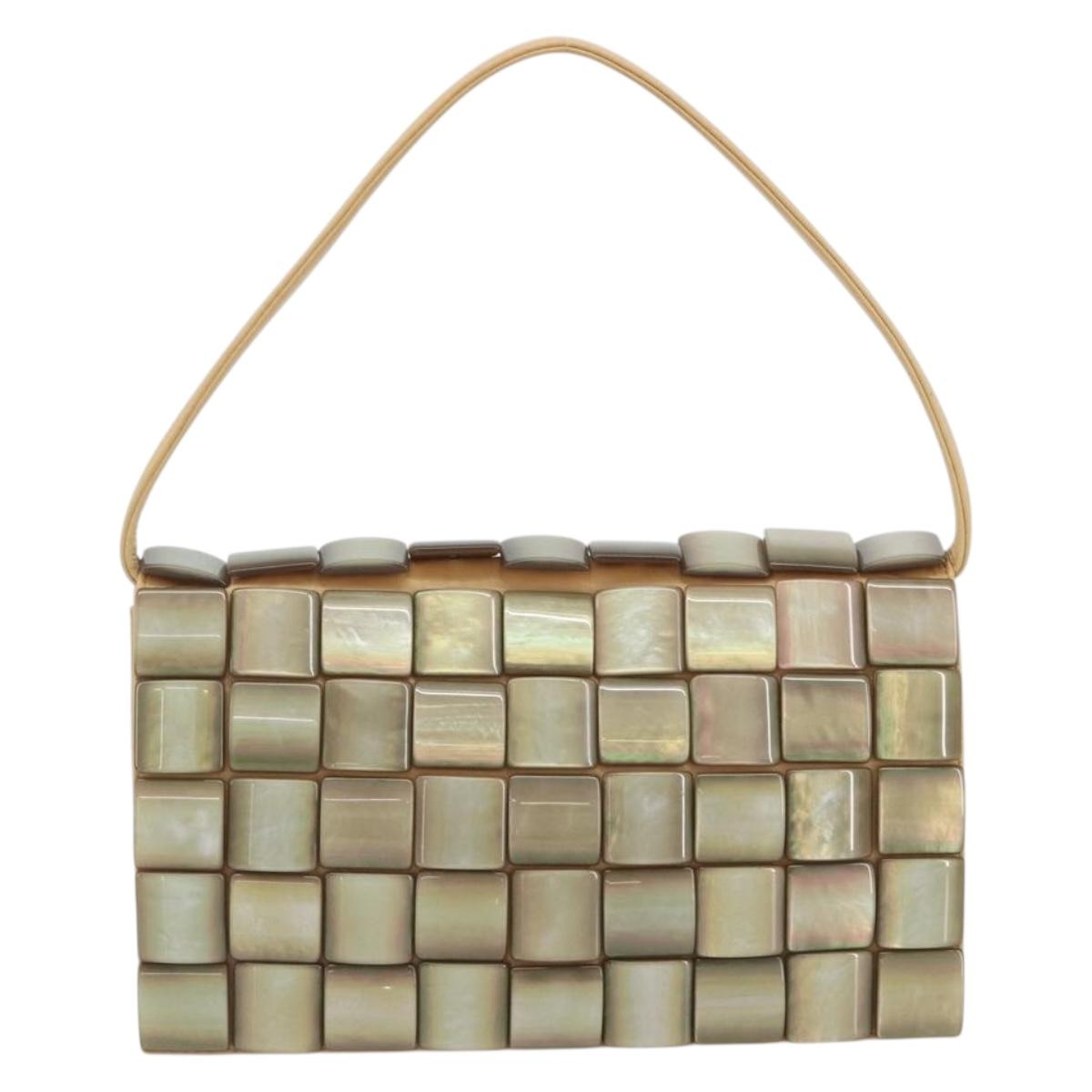 BOTTEGA VENETA Hand Bag Leather Beige Silver Auth 191011V