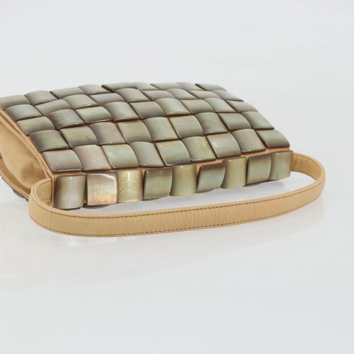 BOTTEGA VENETA Hand Bag Leather Beige Silver Auth 191011V