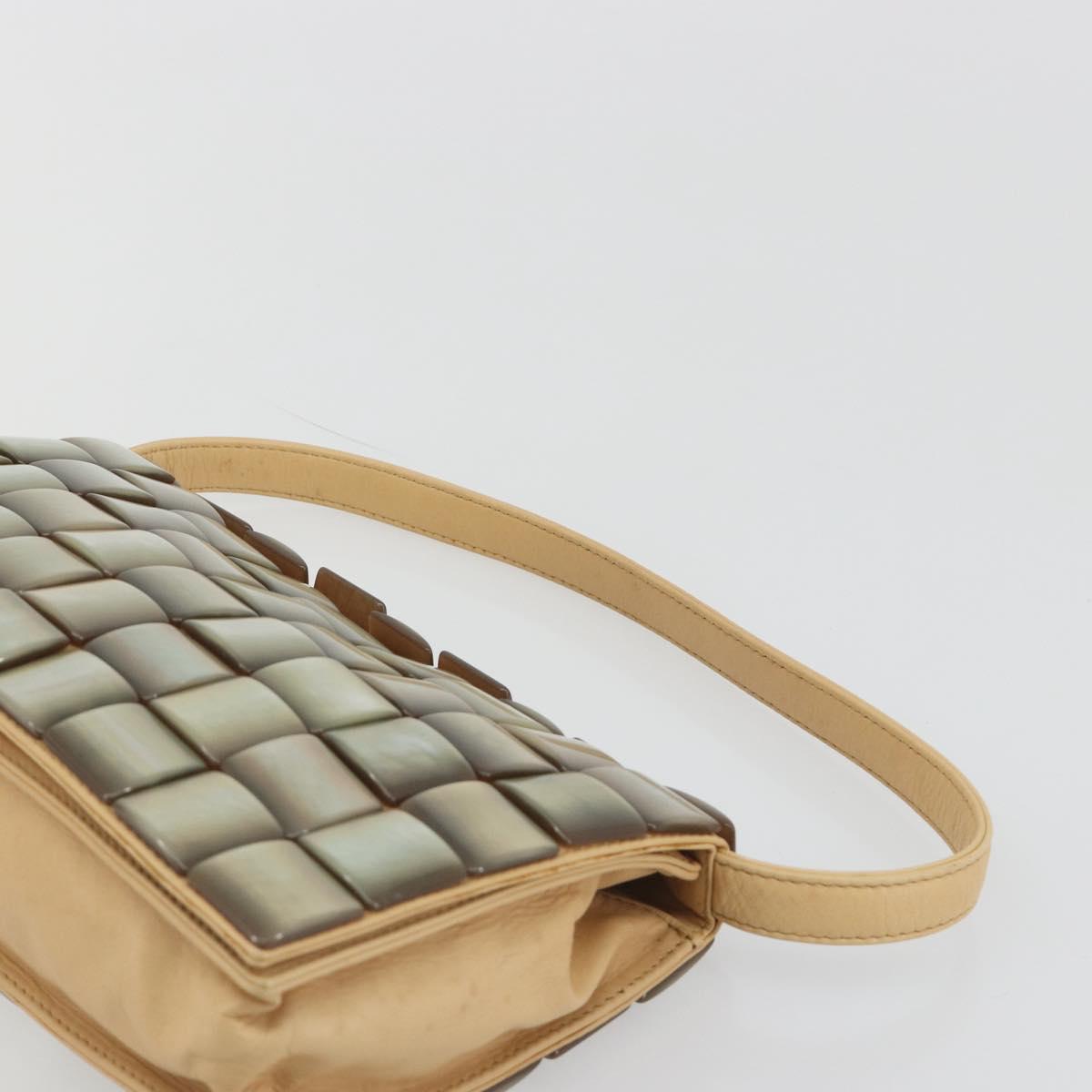 BOTTEGA VENETA Hand Bag Leather Beige Silver Auth 191011V