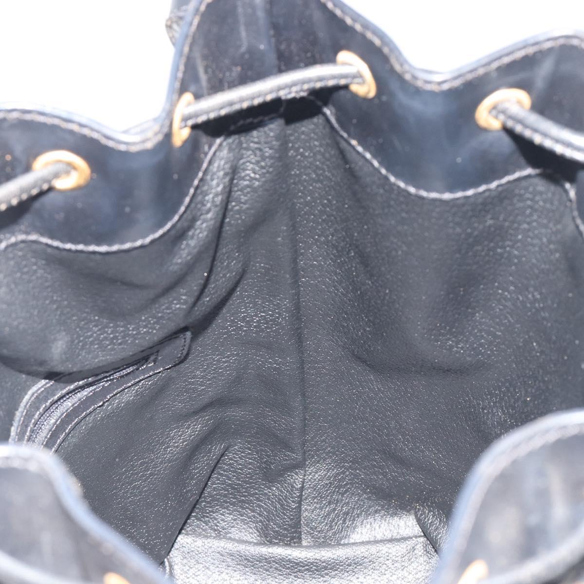 CELINE Macadam Canvas Shoulder Bag PVC Leather Black Gold Auth 191013A