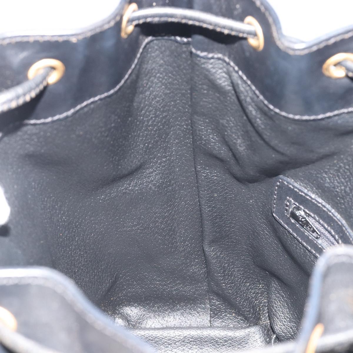 CELINE Macadam Canvas Shoulder Bag PVC Leather Black Gold Auth 191013A