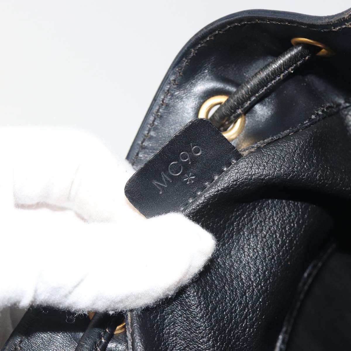 CELINE Macadam Canvas Shoulder Bag PVC Leather Black Gold Auth 191013A