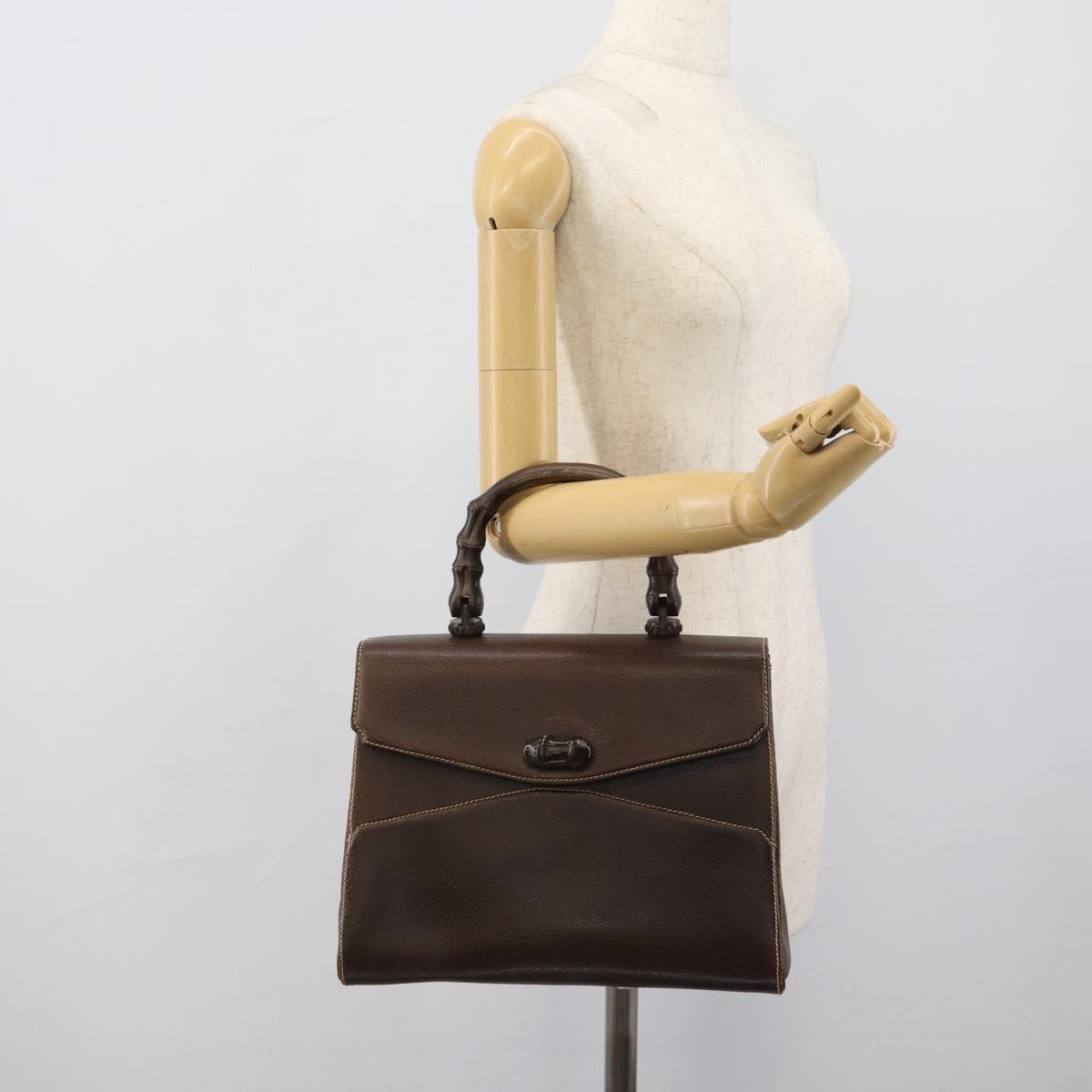 GUCCI Bamboo Hand Bag Leather Brown Auth 191015