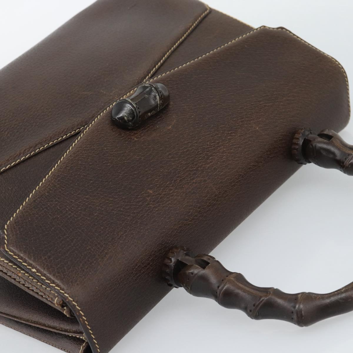 GUCCI Bamboo Hand Bag Leather Brown Auth 191015