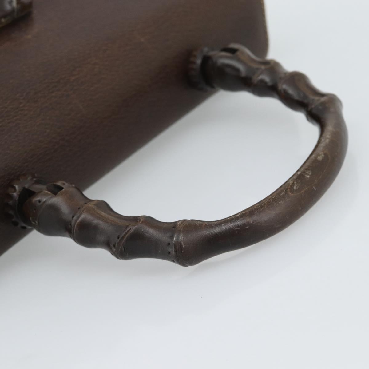 GUCCI Bamboo Hand Bag Leather Brown Auth 191015