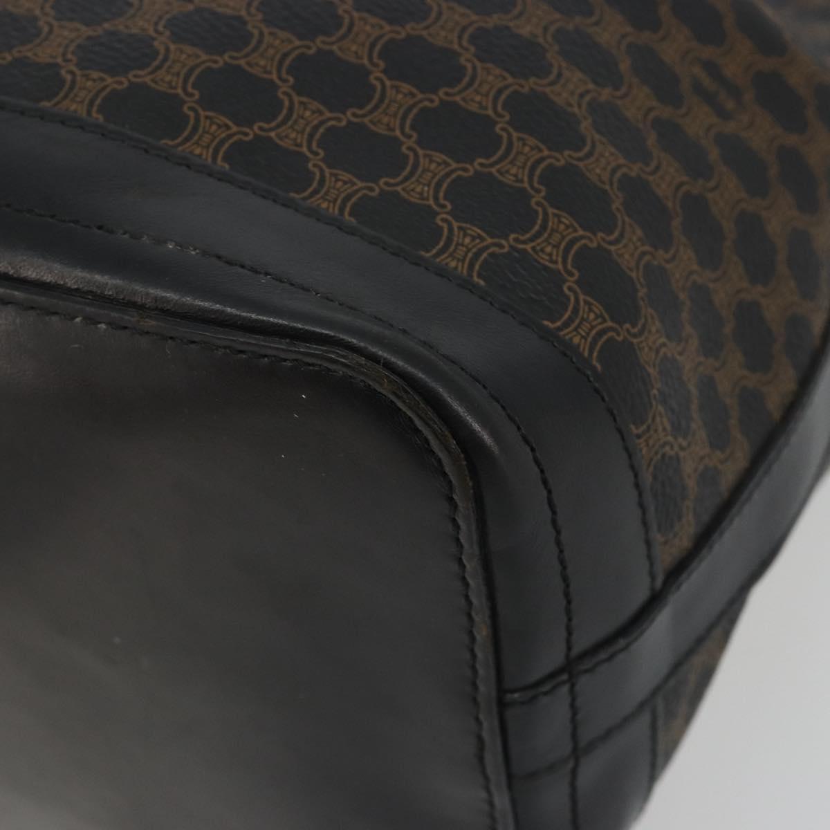 CELINE Macadam Shoulder Bag PVC Leather Black Gold Auth 191016