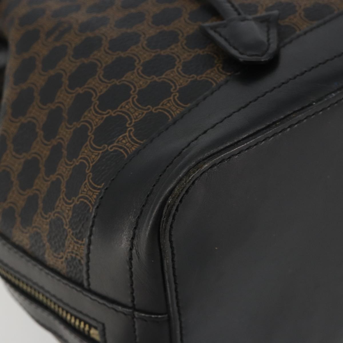 CELINE Macadam Shoulder Bag PVC Leather Black Gold Auth 191016