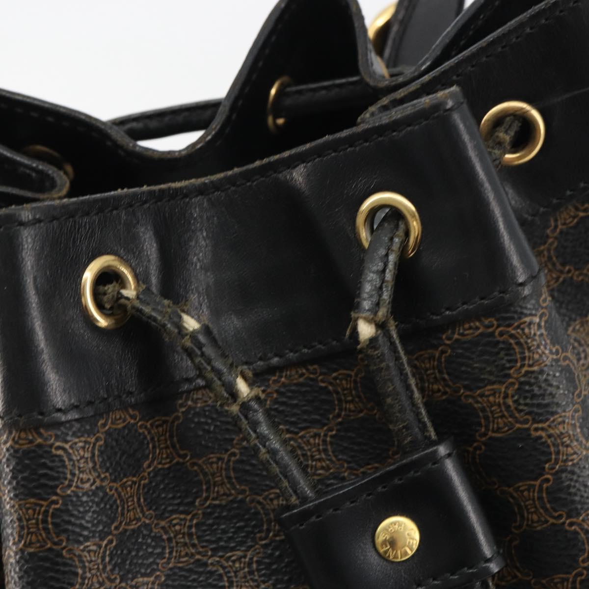 CELINE Macadam Shoulder Bag PVC Leather Black Gold Auth 191016