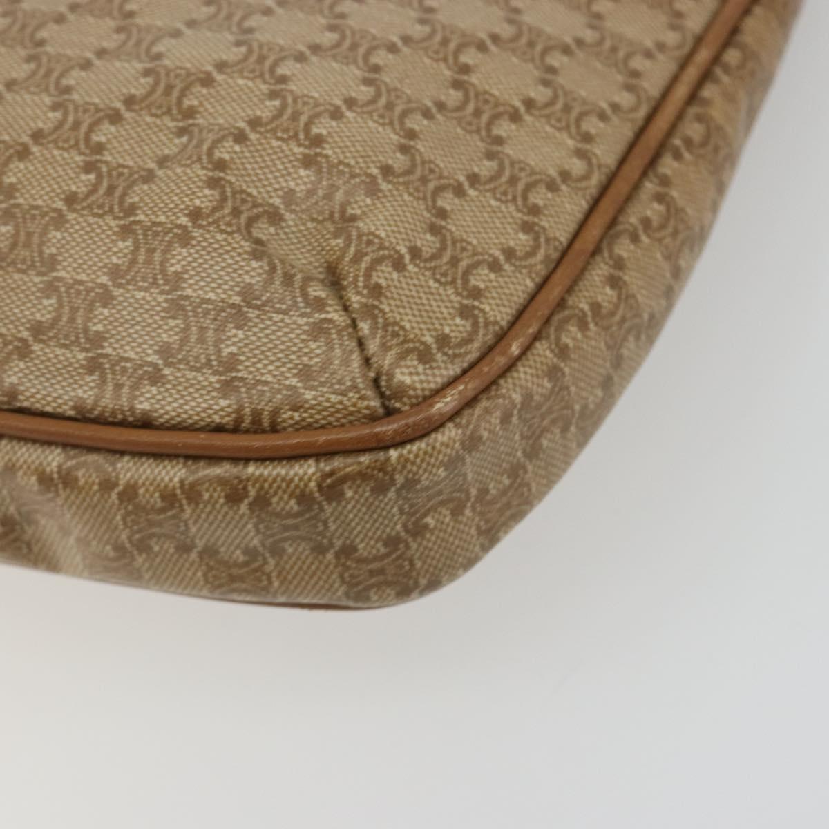CELINE Macadam Shoulder Bag PVC Leather Beige Gold Auth 191017A
