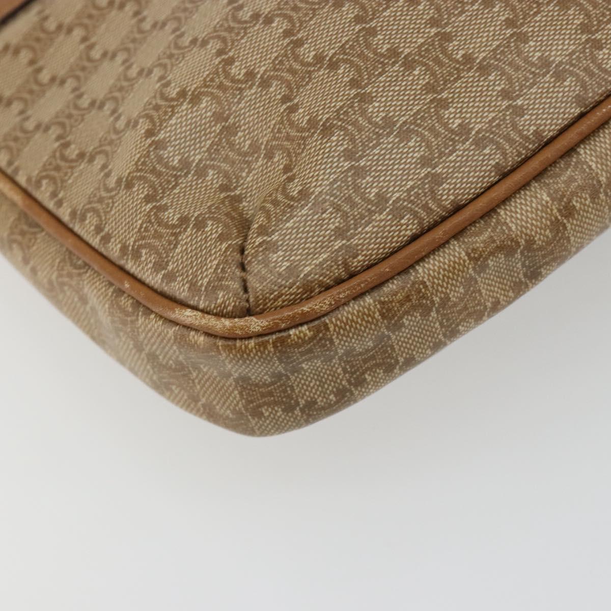 CELINE Macadam Shoulder Bag PVC Leather Beige Gold Auth 191017A