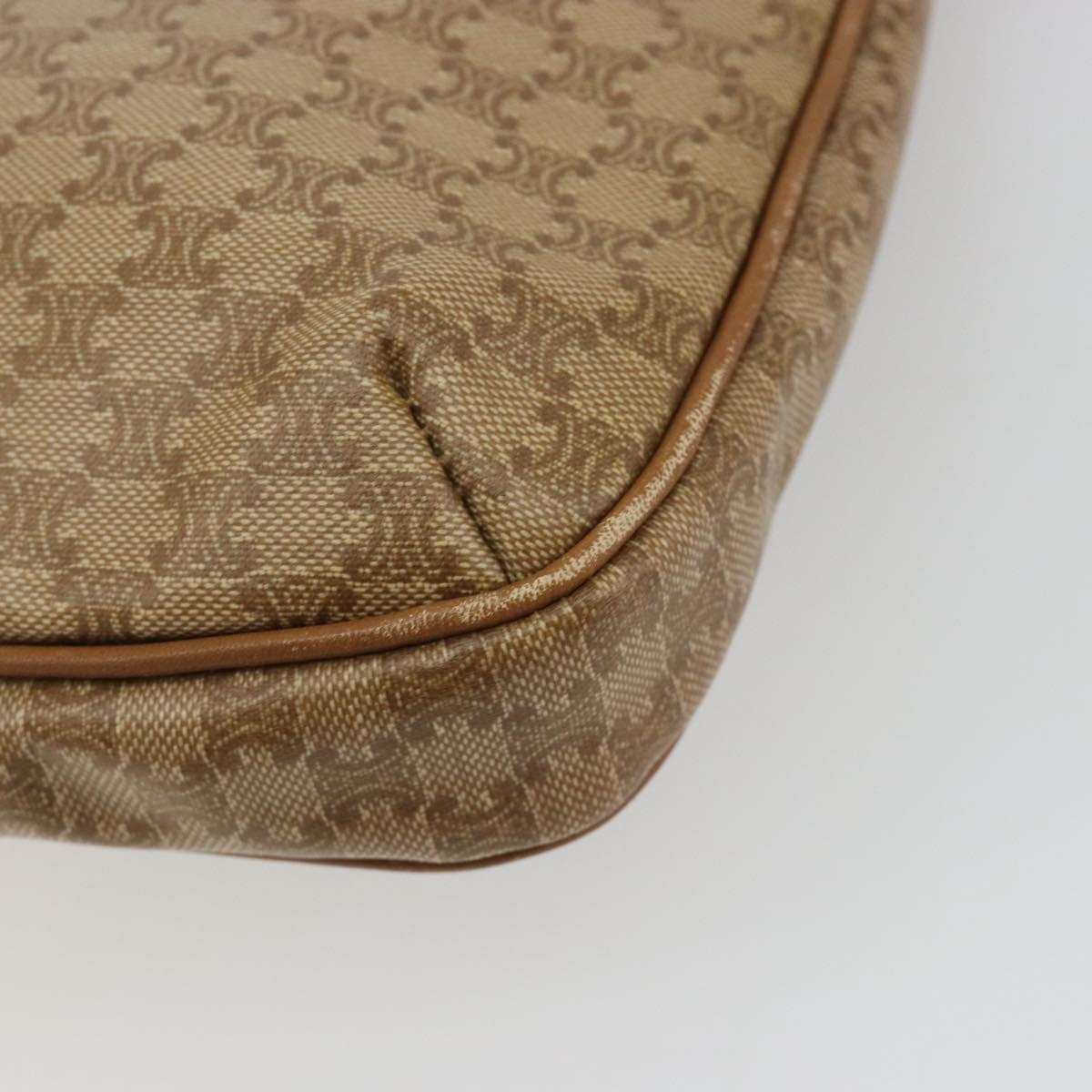 CELINE Macadam Shoulder Bag PVC Leather Beige Gold Auth 191017A