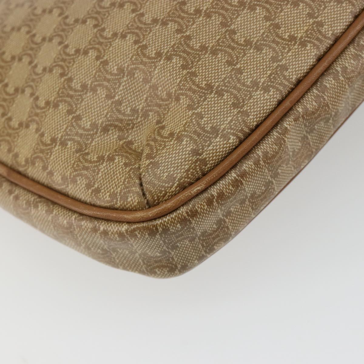 CELINE Macadam Shoulder Bag PVC Leather Beige Gold Auth 191017A