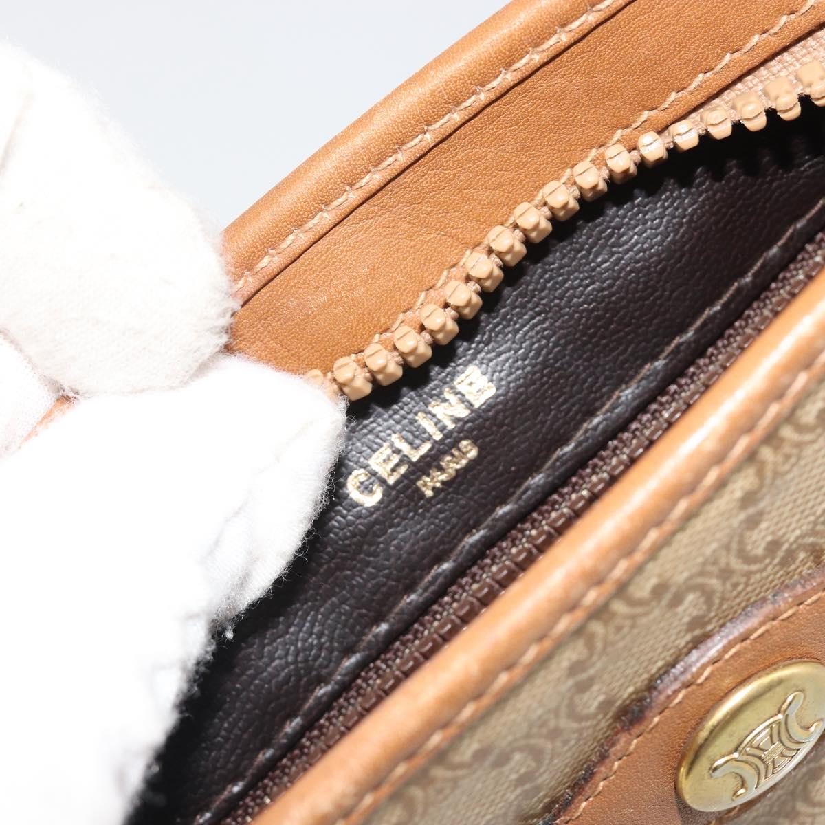 CELINE Macadam Shoulder Bag PVC Leather Beige Gold Auth 191017A