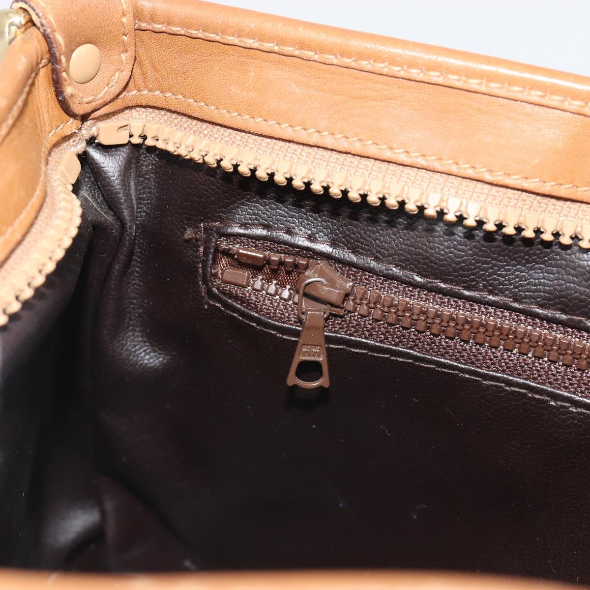 CELINE Macadam Shoulder Bag PVC Leather Beige Gold Auth 191017A