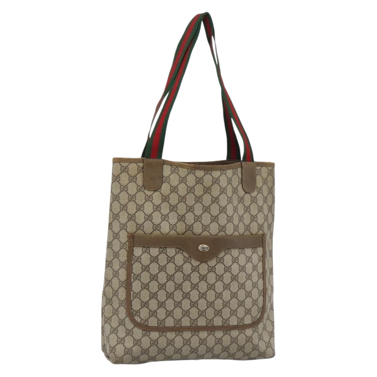GUCCI GG Supreme Tote Bag PVC Leather Beige 39 02 003 Auth 191018