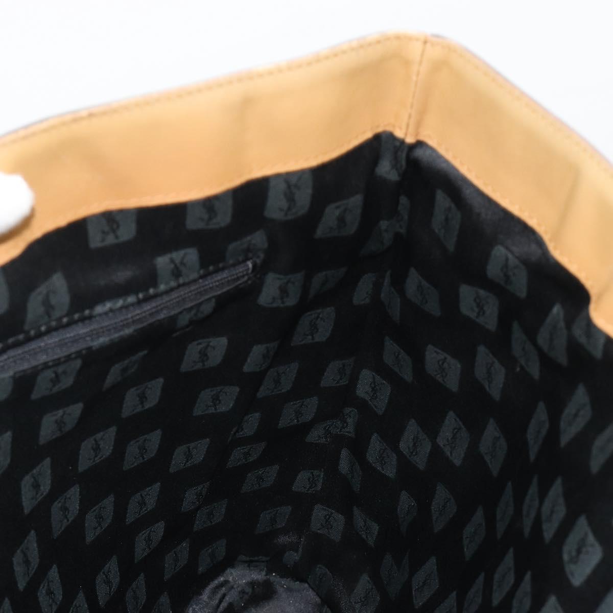 SAINT LAURENT Tote Bag Leather Black Beige Auth 191020