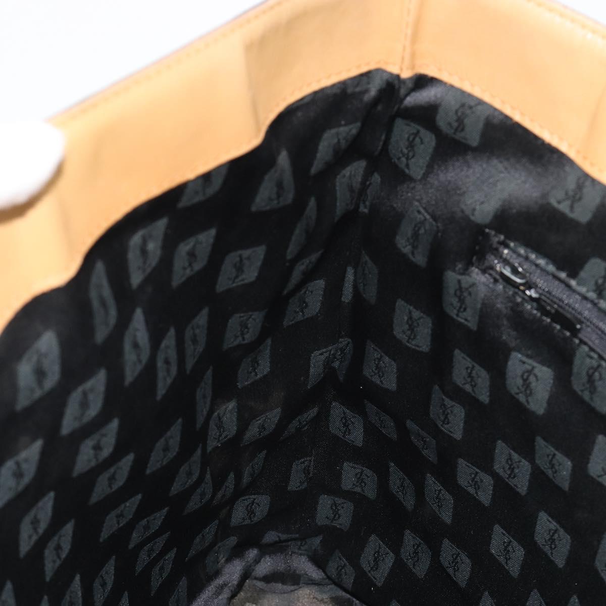 SAINT LAURENT Tote Bag Leather Black Beige Auth 191020