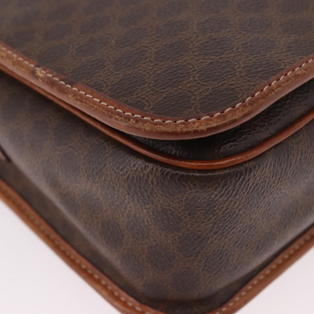 CELINE Macadam Shoulder Bag PVC Leather Brown Gold Auth 191021