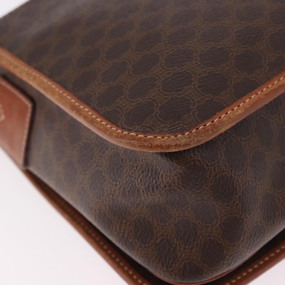 CELINE Macadam Shoulder Bag PVC Leather Brown Gold Auth 191021